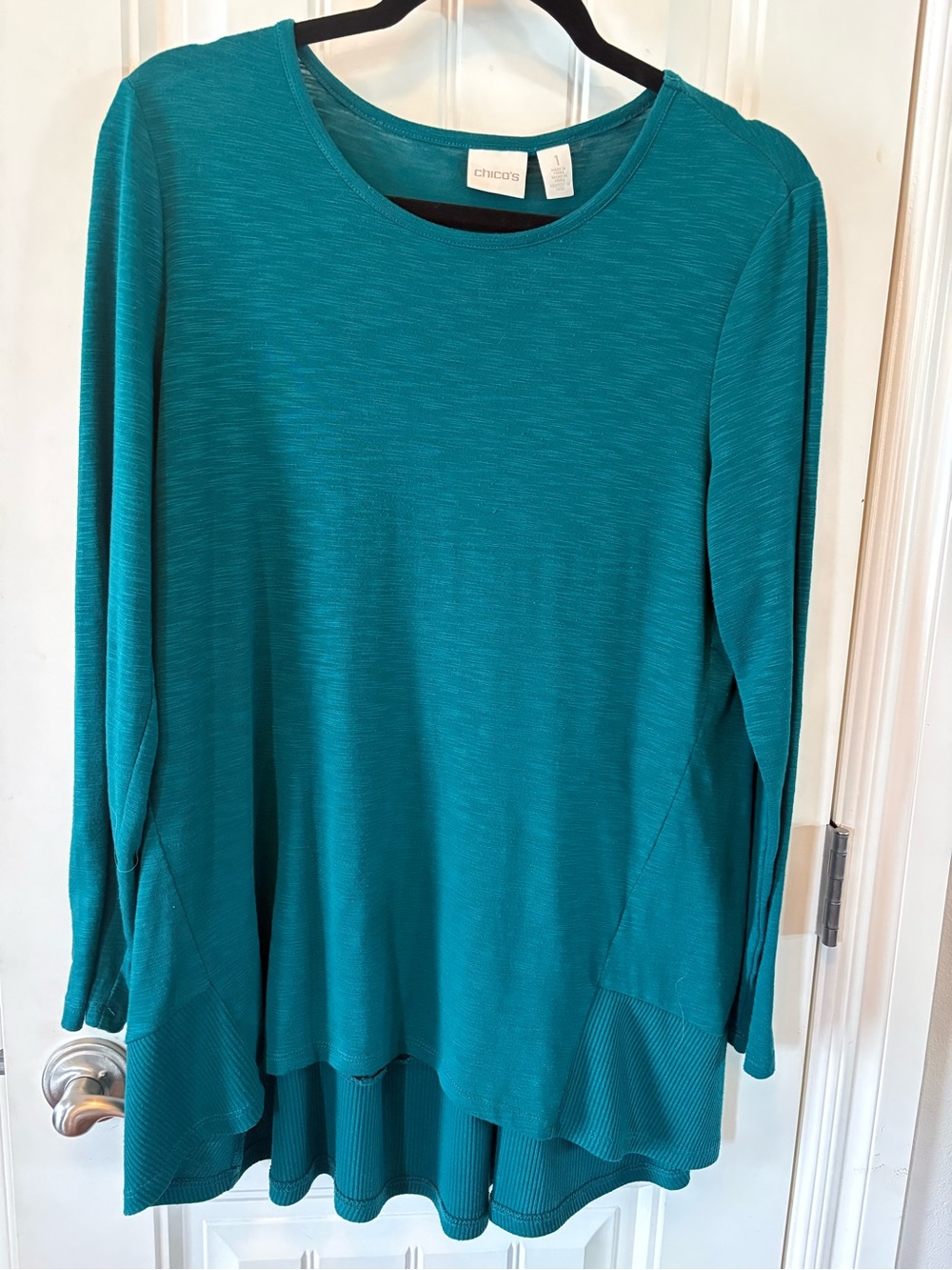 Chico's Teal Long-Sleeve Layered Tunic Top